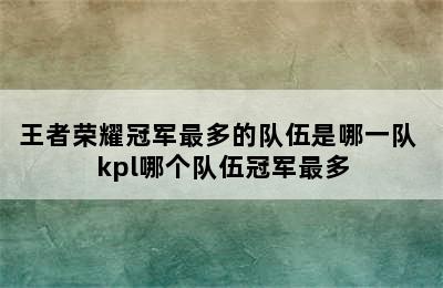 王者荣耀冠军最多的队伍是哪一队 kpl哪个队伍冠军最多